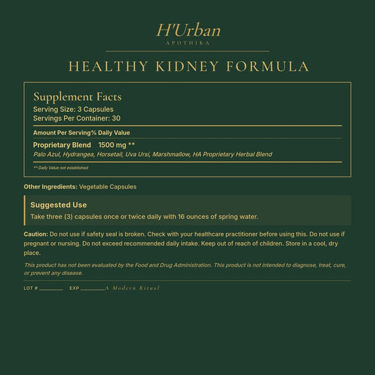 HUA Back Panel - Healthy Kidney Formula