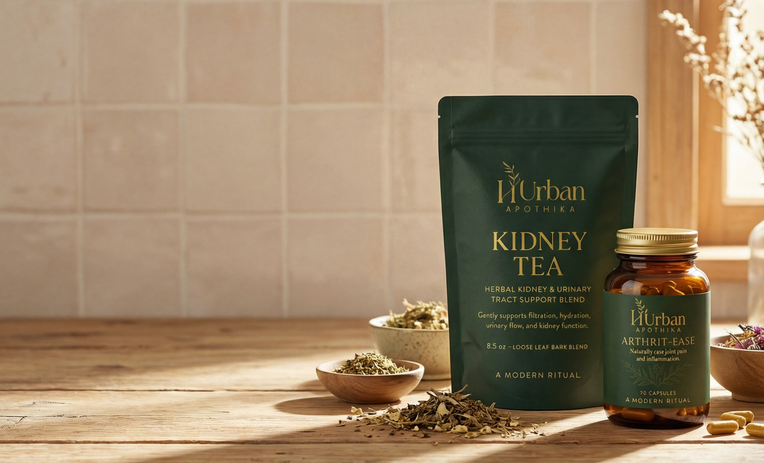 Herbal Teas — H'Urban Apothika Kidney Tea pouch with botanical herbs