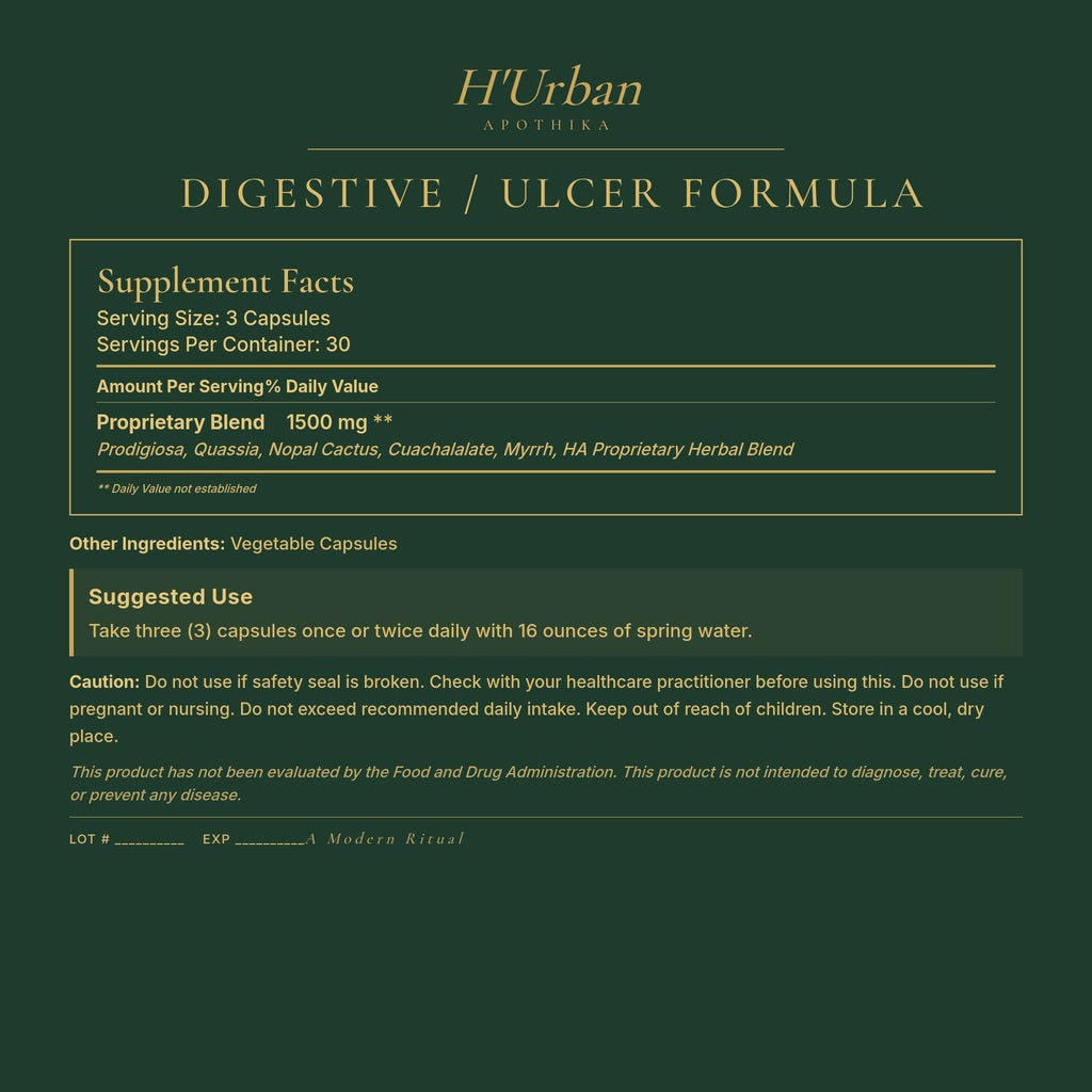 HUA Back Panel - Digestive / Ulcer Formula