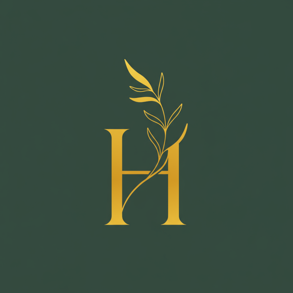 H'Urban Apothika header logo — H with botanical element